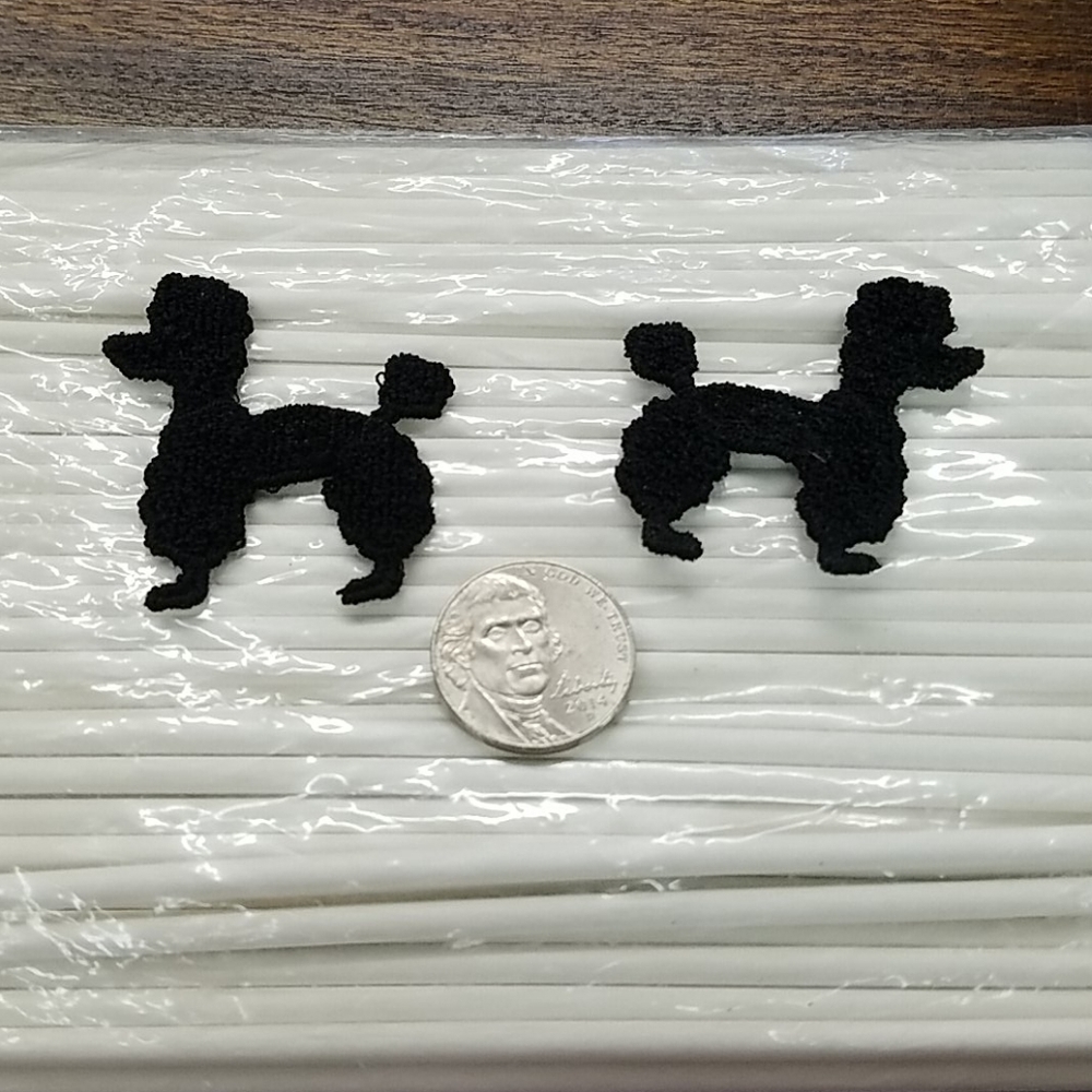Vintage Applique aka Patch - Black Poodle Set of 2